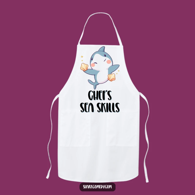 Funny Shark Juggling Apron - Chef's Aquatic Act, Seashells