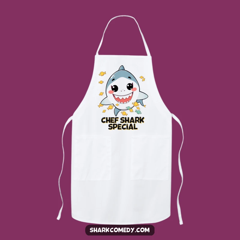 Funny Kawaii Shark Juggling Apron: Chef Fun, Perfect Gift for Playful Cooks