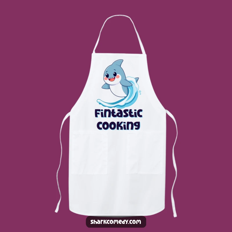 Funny Kawaii Shark Wave Apron - Surfing Kitchen Accessory, Chef Gift