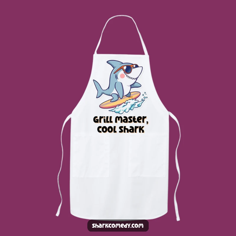 Funny Cool Shark Surfer Apron - Kitchen Fun with Beach Vibes