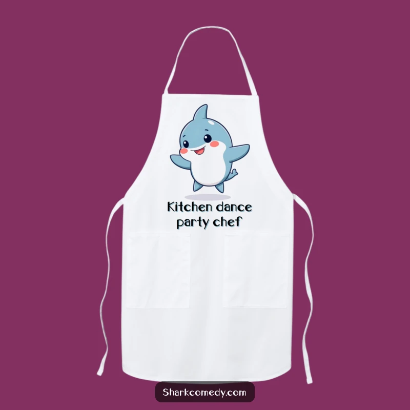 Funny Kawaii Shark Apron: Hilarious Chef Companion for Dance-Loving Cooks