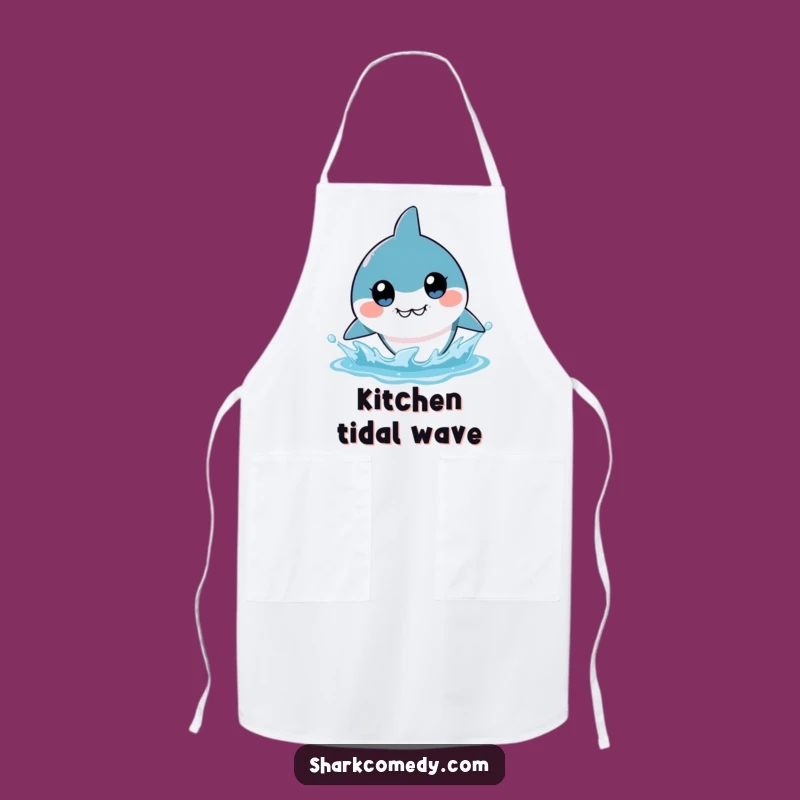 Funny Kawaii Shark Cooking Apron - Big Eyes, Splash Protection, A Hilarious Kitchen Gift