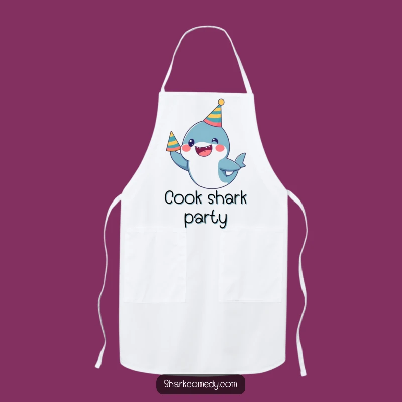 Funny Kawaii Shark Party Apron: Chef's Celebration Fun - Kitchen Funny Gift