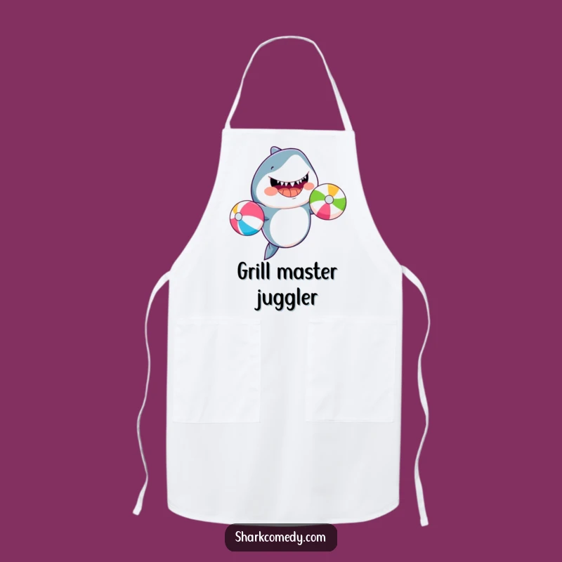 Funny Juggling Shark Kitchen Apron: Grill Master of Fun