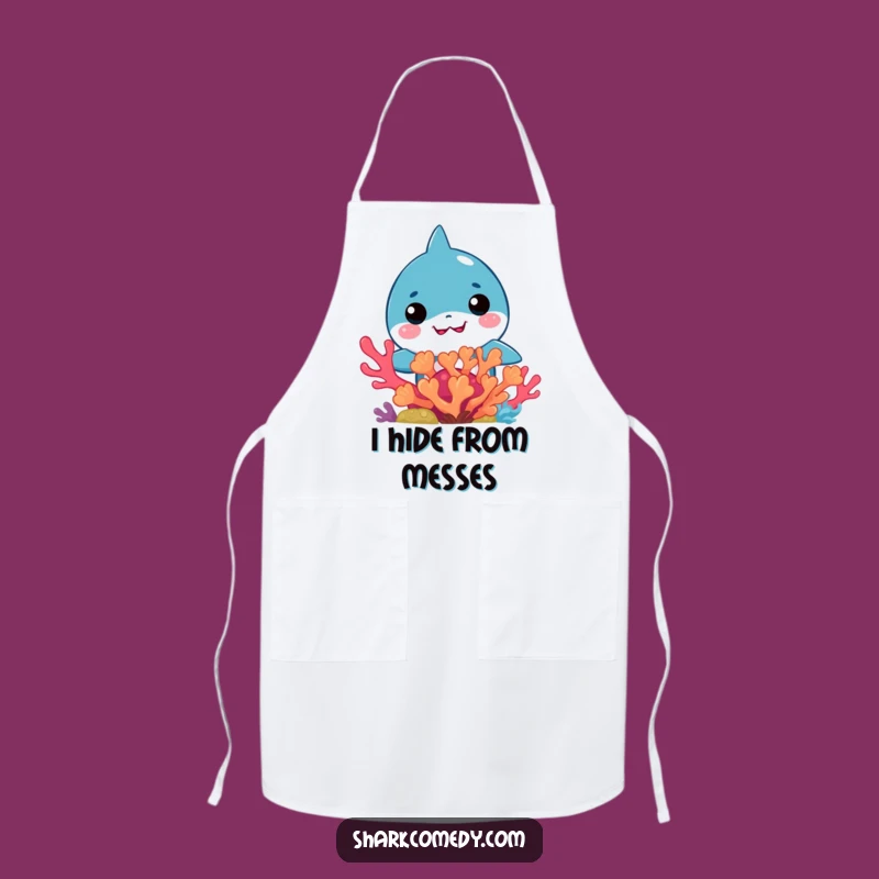 Funny Kawaii Shark Coral Peek Apron: Cook with a Splash of Humor!