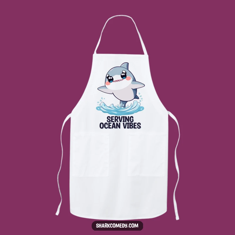 Kawaii Shark Apron - Cute Leaping Shark Gear for Fun Kitchen Adventures