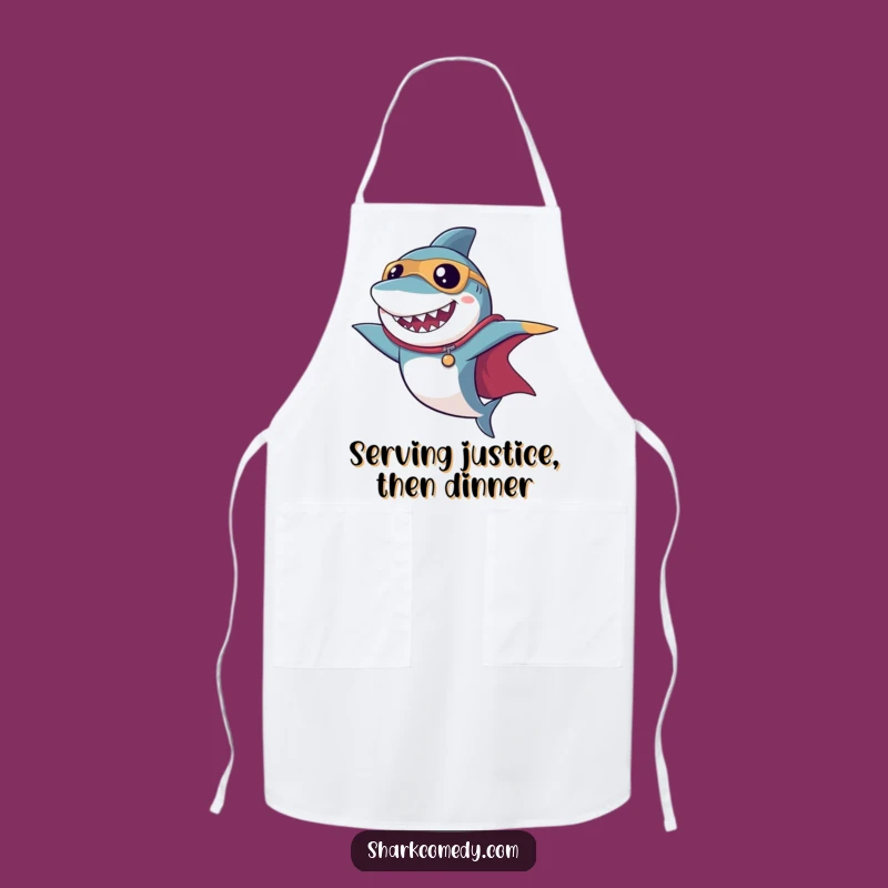 Funny Superhero Shark Apron: Cook Like a Hero with Cape