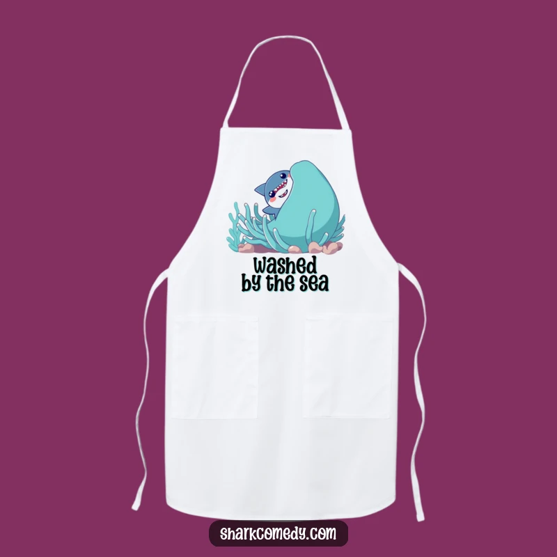 Funny Shy Shark Apron, Kitchen Humor Chef Gift, Adorable Ocean Cooking Wear