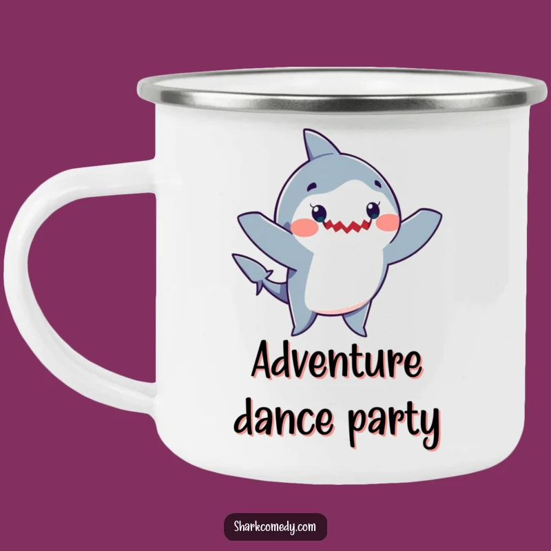 Funny Shark Dance Camping Mug - Durable & Hilarious Waving Arms Outdoor Cup