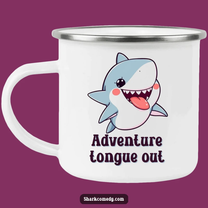 Funny Kawaii Shark Tongue Out Camping Mug, Adventure Ready, Great Funny Gift