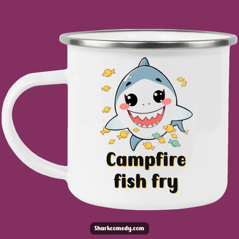 Funny Kawaii Shark Juggling Camping Mug: Adventure Fun, Perfect Gift for Campers