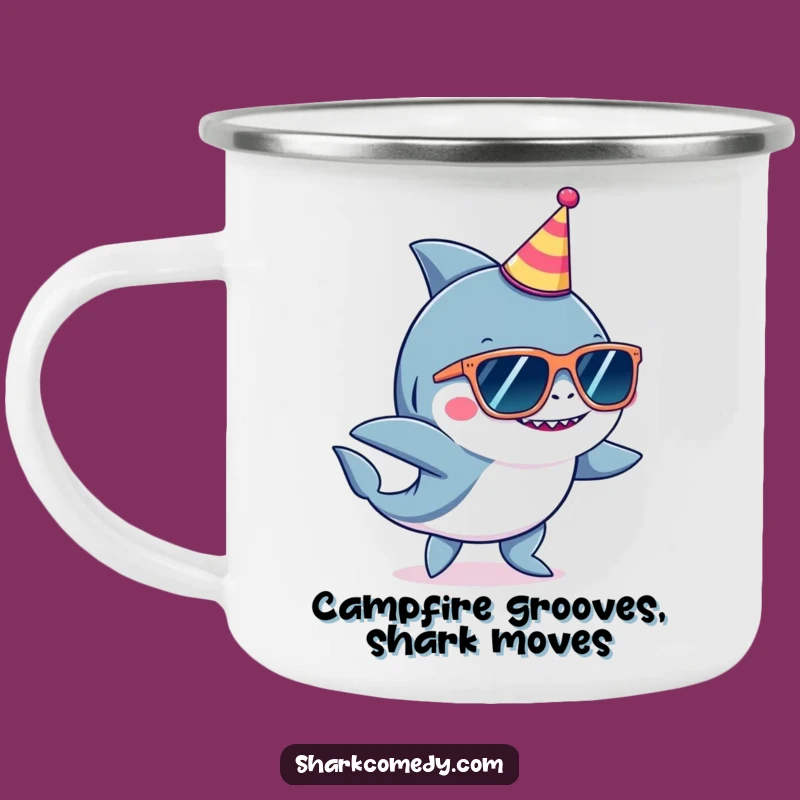 Funny Party Shark Camping Mug, Cool Outdoor Cup, Hilarious Celebration Gift