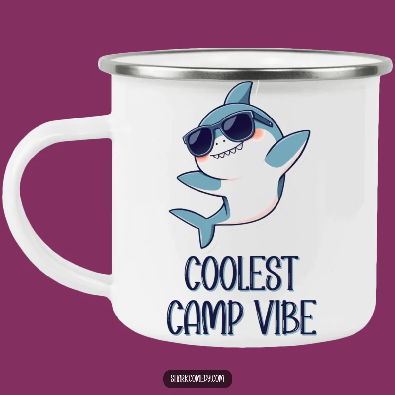 Funny Kawaii Shark Camping Mug: Outdoor Coolness, Perfect Adventure Funny Gift!
