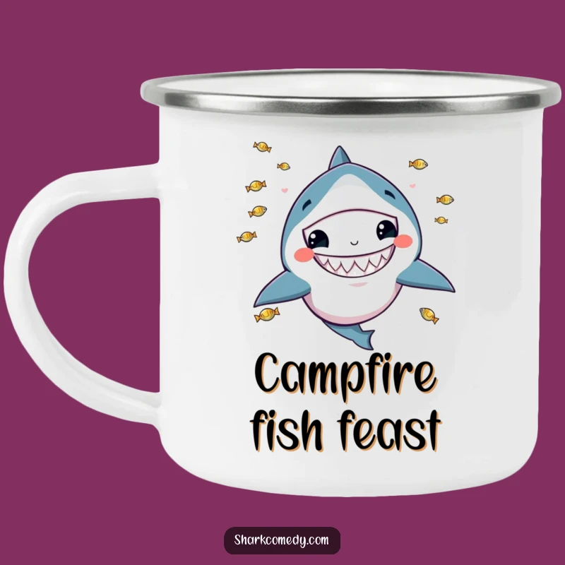Funny Kawaii Shark Camping Mug: Outdoor Fun, Perfect Adventure Funny Gift!