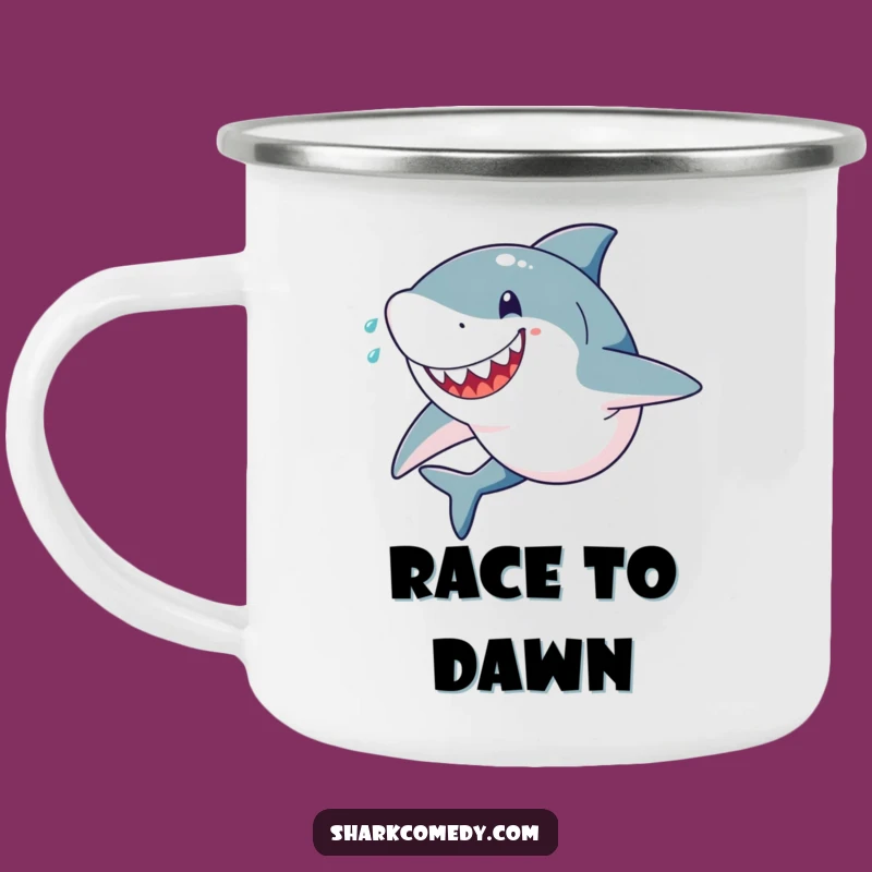 Funny Shark Sprint Camping Mug: Fuel Your Adventure with Determined Energy