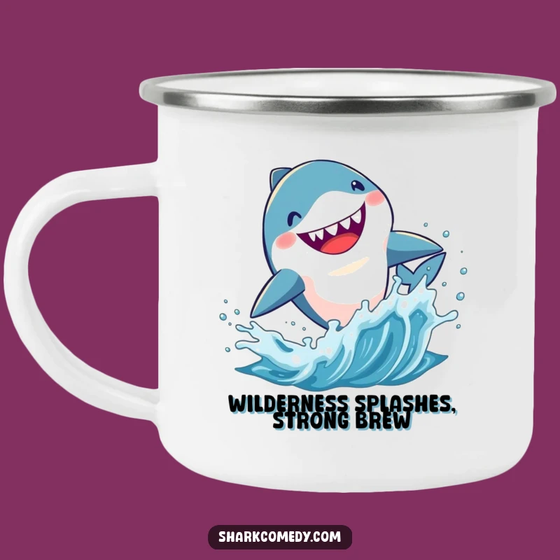 Funny Kawaii Shark Camping Mug: Hilarious Ocean Companion for Adventurers