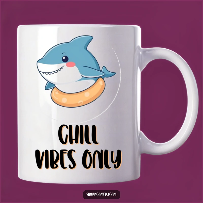 Funny Kawaii Shark Relaxed Float Mug, Chill Vibes, Perfect Funny Gift