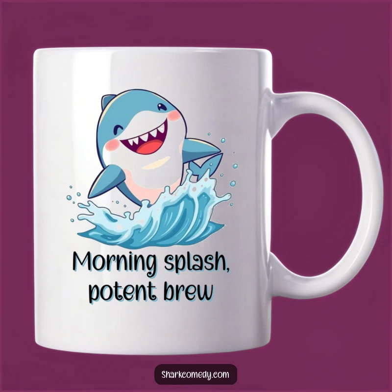 Funny Kawaii Shark Leaping Mug: Hilarious Ocean Gift for Aquatic Adventure Lovers