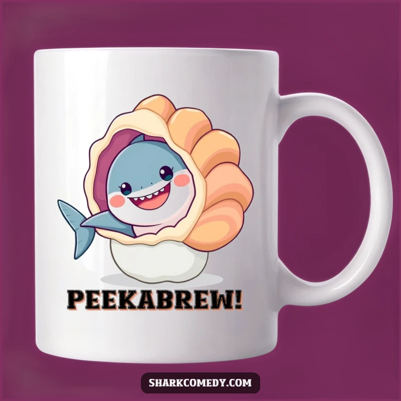 Funny Smiling Shark Seashell Peek Mug A Whimsical Gift Idea