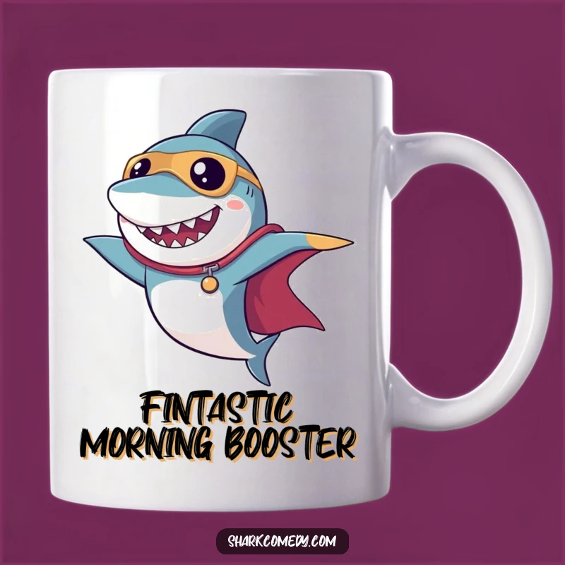 Funny Superhero Shark Pose Mug: A Heroic Gift for Shark Lovers