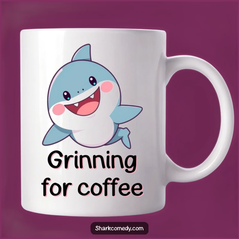 Funny Cheerful Shark Grin Mug, Playful Ocean Lover Gift