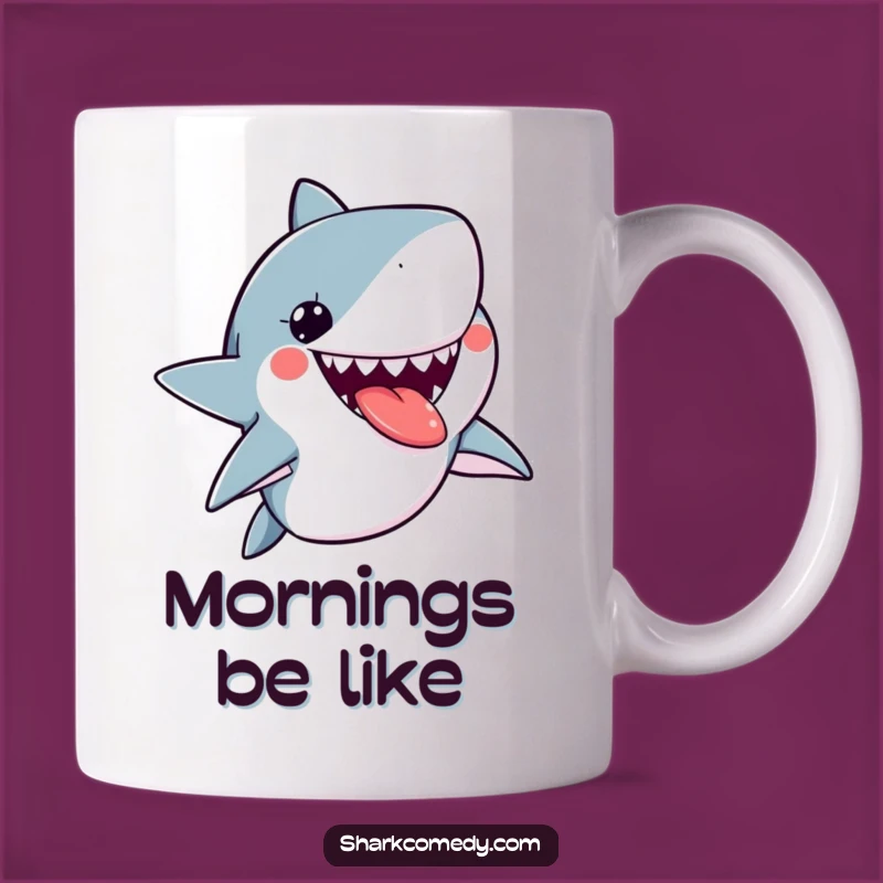 Funny Kawaii Shark Tongue Out Mug, Playful Expression, Perfect Funny Gift
