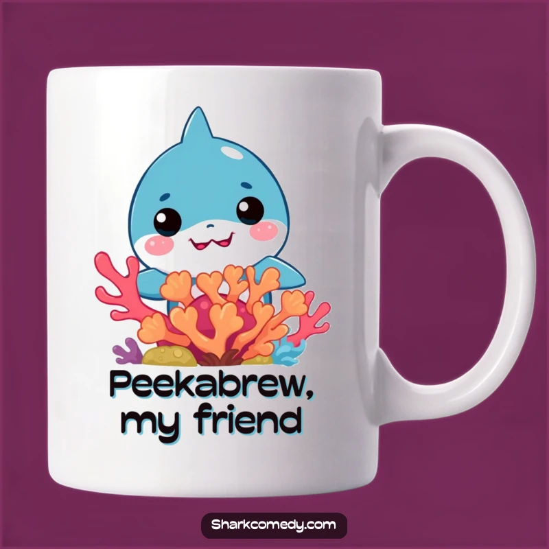 Funny Kawaii Shark Coral Peek Mug: A Hilarious Surprise Gift for Ocean Lovers!