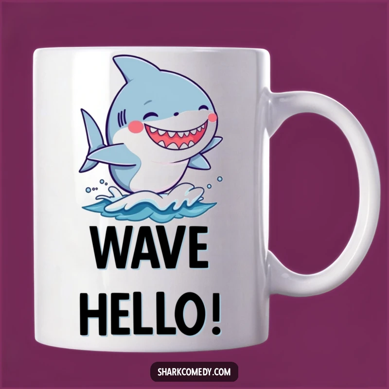 Funny Kawaii Shark Wave Mug - Silly Grin Surfer Gift Idea
