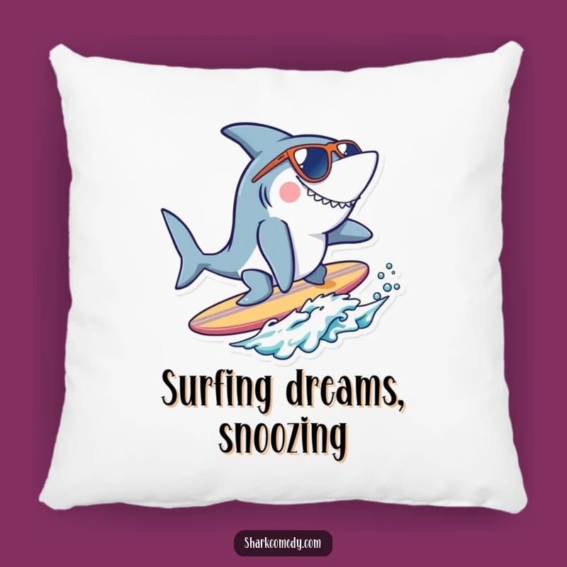 Funny Cool Shark Surfer Pillow - Soft & Humorous Beach Decor