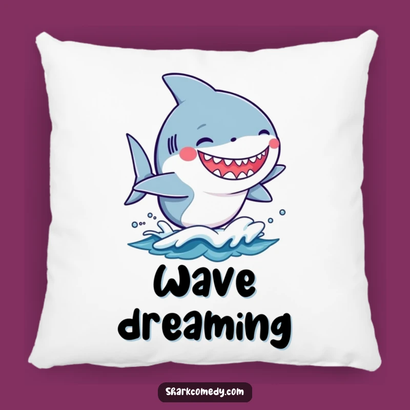 Funny Kawaii Shark Surfer Pillow - Silly Grin Accent Decor Gift