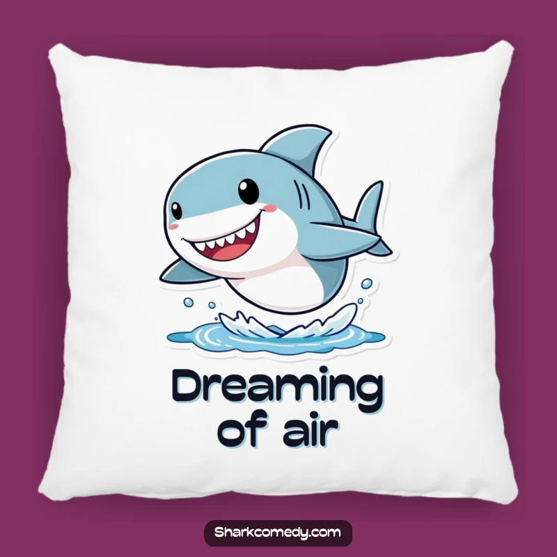 Funny Shark Pillow: Joyful Leaping Character with Big Head, Cozy & Amusing