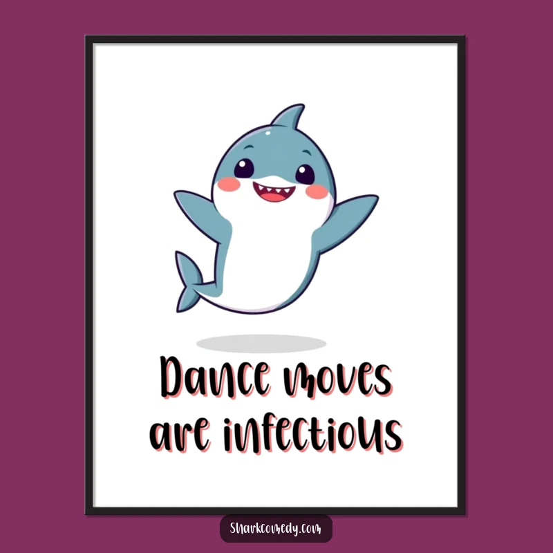 Funny Kawaii Shark Dance Digital Print: Instant Joy for Your Walls