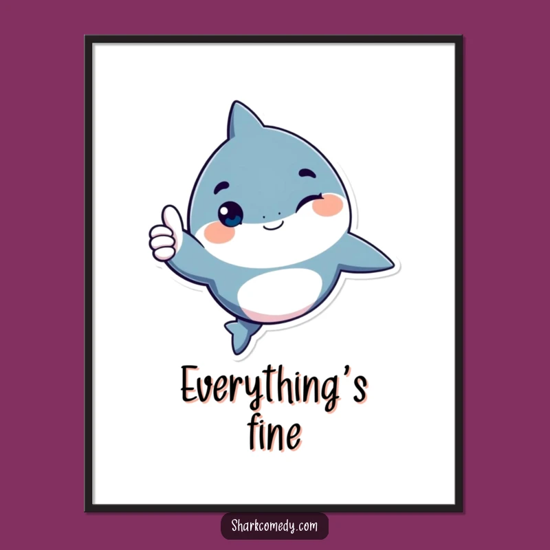 Funny Shark Thumbs Up Digital Art Print - Instant Positive Decor