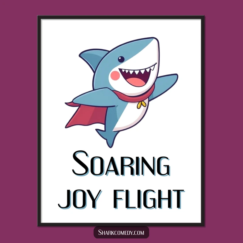 Funny Flying Shark Digital Art - Instant Superhero Decor!