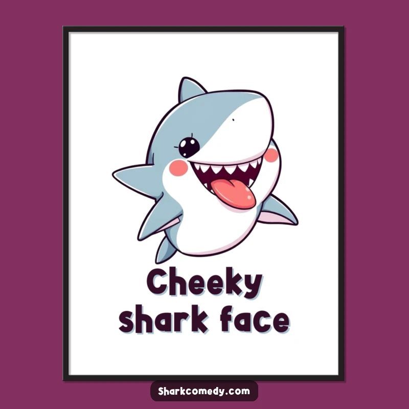 Funny Kawaii Shark Tongue Out Digital Print, Instant Playfulness, Awesome Funny Gift