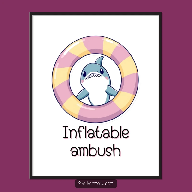 Funny Peeking Shark Digital Art: Instant Pool Party Decor