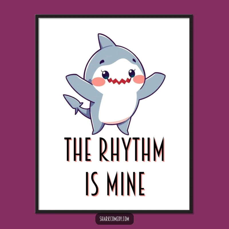Funny Shark Dance Digital Art - Joyful Waving Arms Print for Instant Fun Decor
