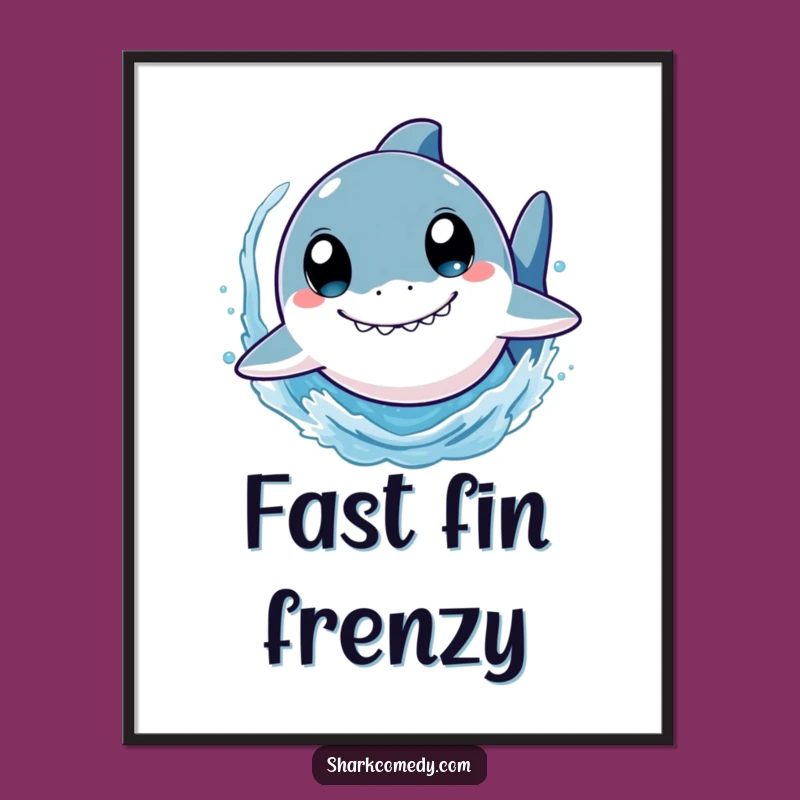 Funny Shark Digital Art: Wide-Eyed Swimmer Splashing Fun, Instant Energy