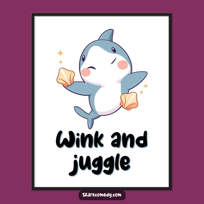 Funny Shark Juggling Digital Art - Winking Ocean Performer