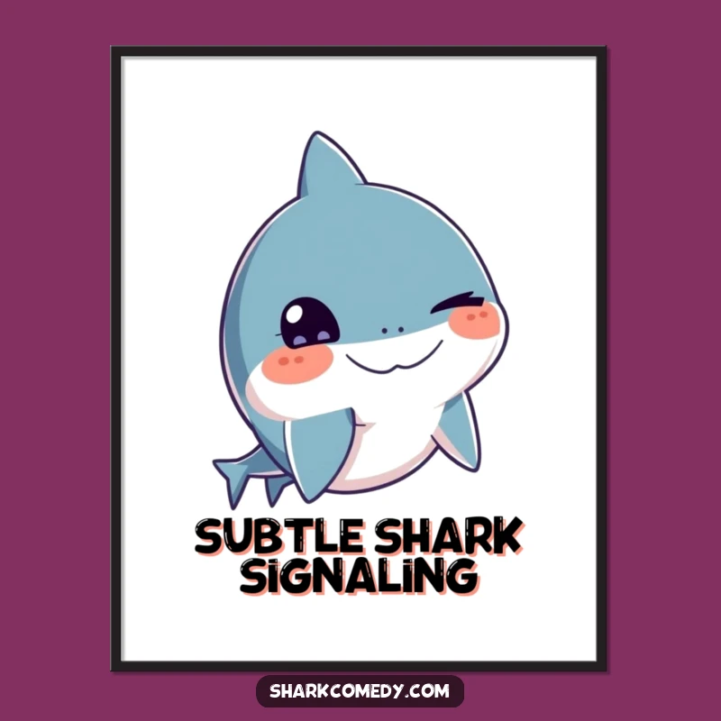 Funny Winking Shark Digital Art Print - Cheeky Marine Decor, Instant Gift