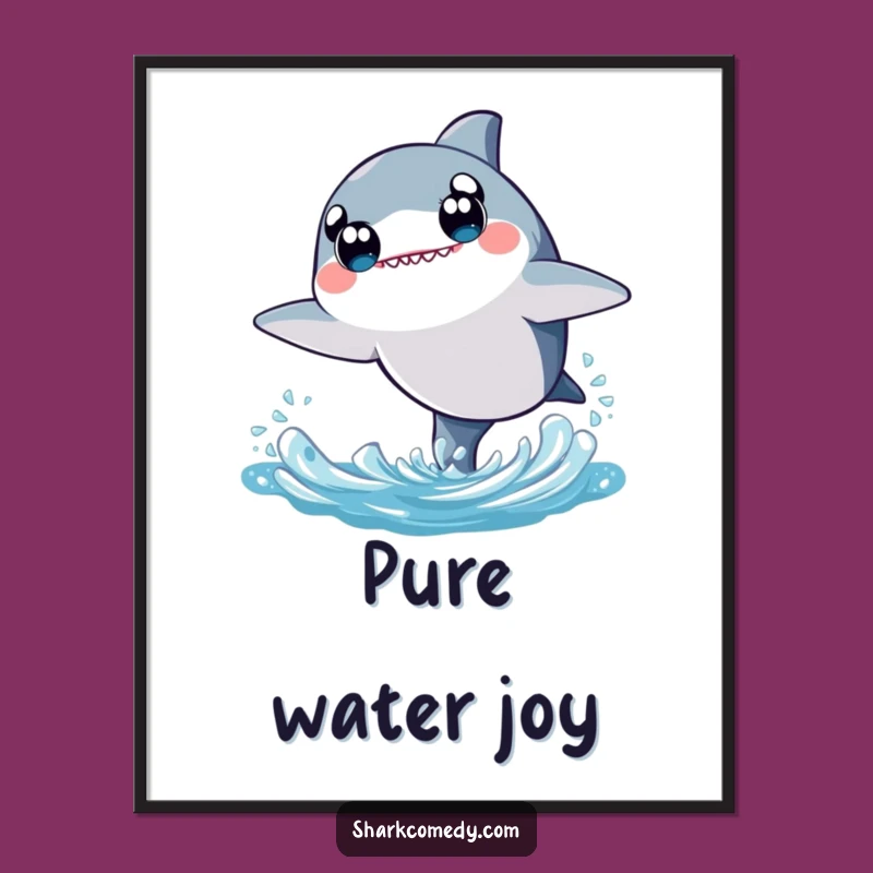 Kawaii Shark Digital Art - Adorable Leaping Shark Print for Instant Cute Decor