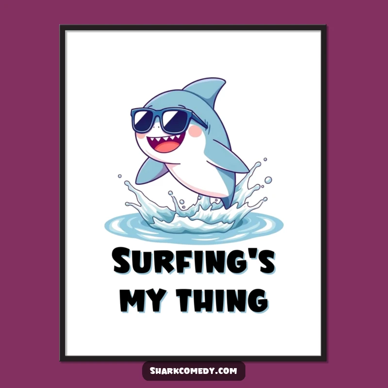 Funny Tiny Sunglasses Shark Digital Art - Cool Leap, Instant Hilarious Gift