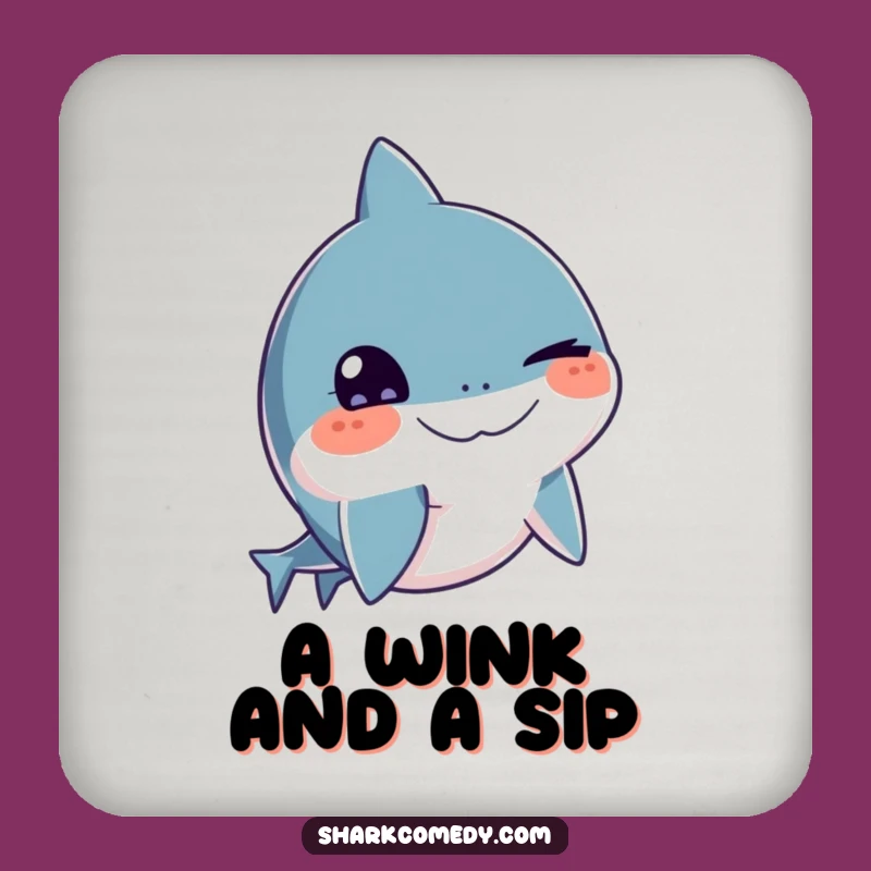 Funny Winking Shark Drink Coaster - Cheeky Table Protector Gift for Parties