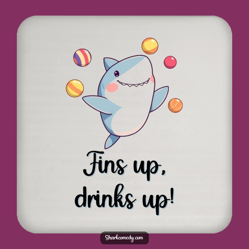 Funny Juggling Shark Coaster: Protect Surfaces with Hilarious Art