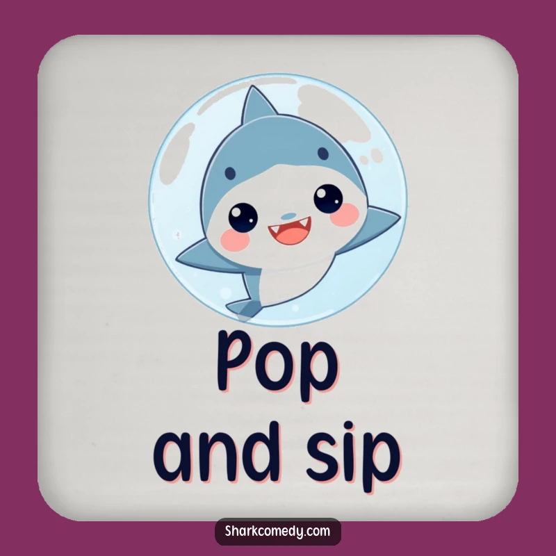 Funny Kawaii Shark Bubble Drink Coaster - Cute Table Protector Gift