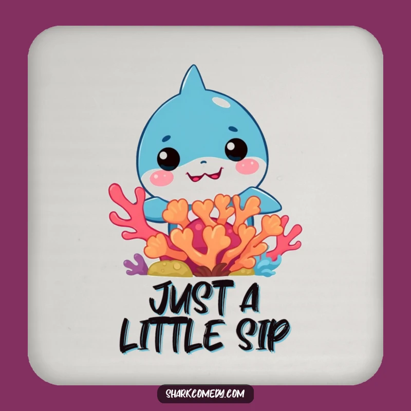 Funny Kawaii Shark Coral Peek Coaster: Protect Your Table with Humor!