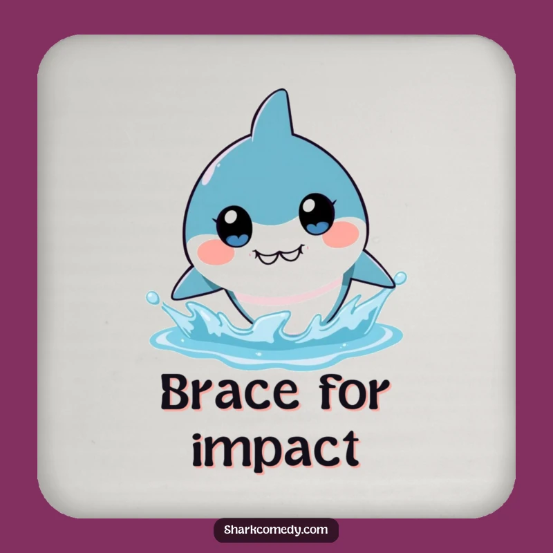 Funny Kawaii Shark Drink Coaster - Big Eyes, Protect Surfaces, A Hilarious Gift