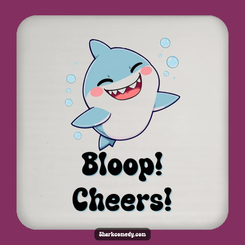 Funny Mischievous Shark Coaster: Winking Bubble Decor