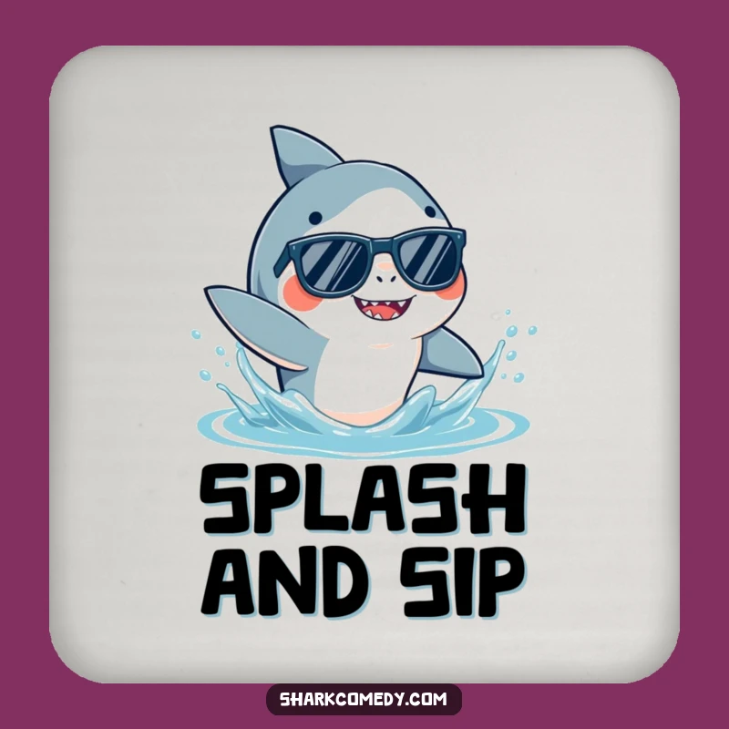 Funny Shark Sunglasses Coaster: Cool Splash, Table Protector, Great Gift