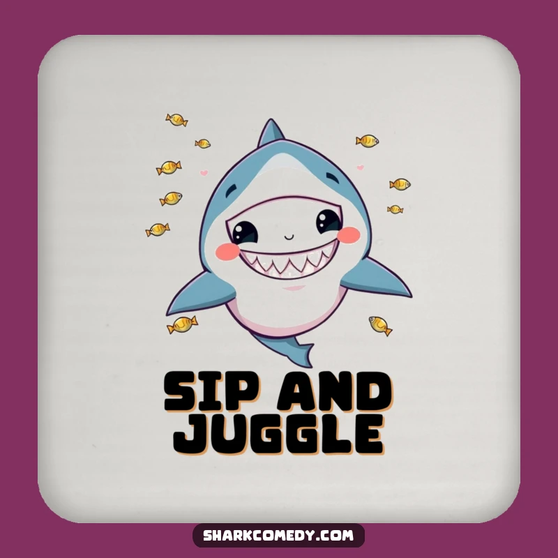 Funny Kawaii Shark Drink Coaster: Protect Surfaces with Juggling Fun, Funny Gift!